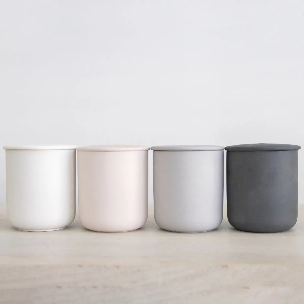 Copo de vela de cerâmica personalizado Nordic Matte Candle Jar de personalização de amostra com tampa