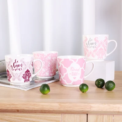 Caneca de porcelana delicada cor rosa copo para beber com alça resistente ao calor bebidas quentes café caneca de chá presente do dia das mães copo de cerâmica de leite